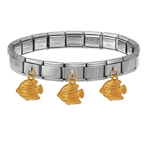 Silver Charm Bracelet with Gold Seahorse and Red Cherry - Picture 4 of 7